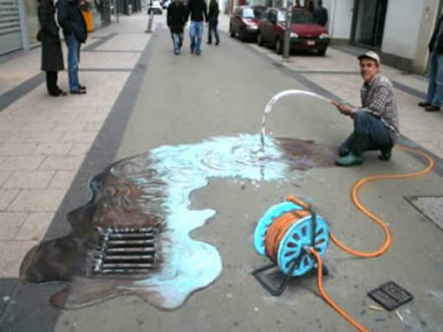 Water Hose - Julian Beever, 1990